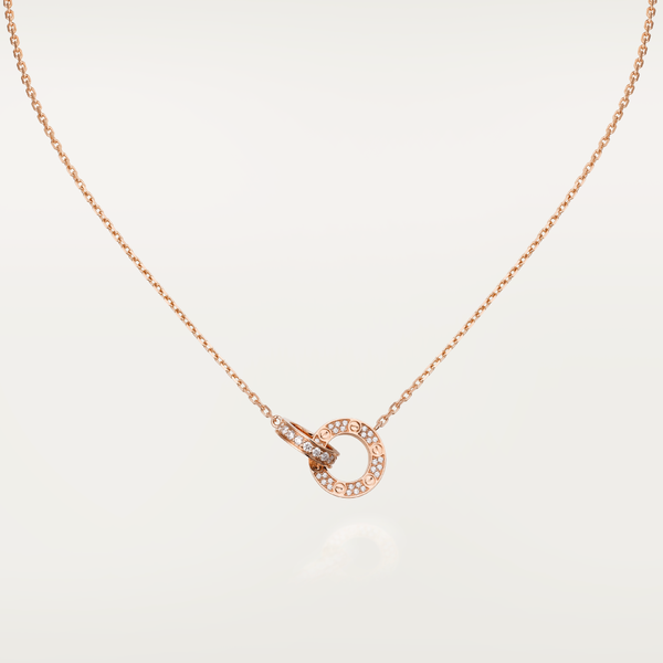 ˇShiny JewelryˇLOVE 7.6MM NECKLACE ROSE GOLD AND SILVER  FULL DIAMOND