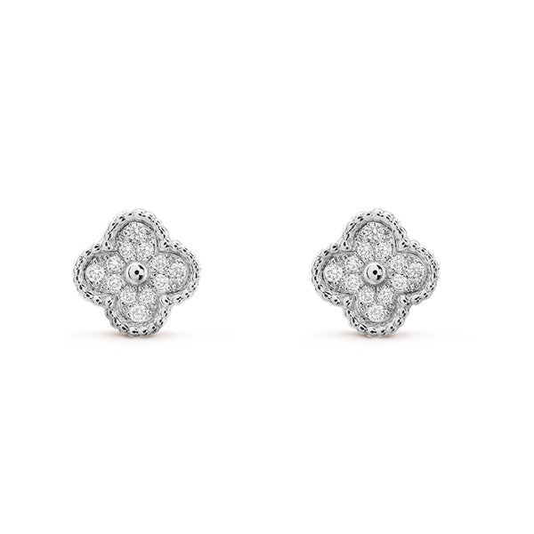 ˇShiny JewelryˇCLOVER MINI DIAMOND STUD EARRINGS