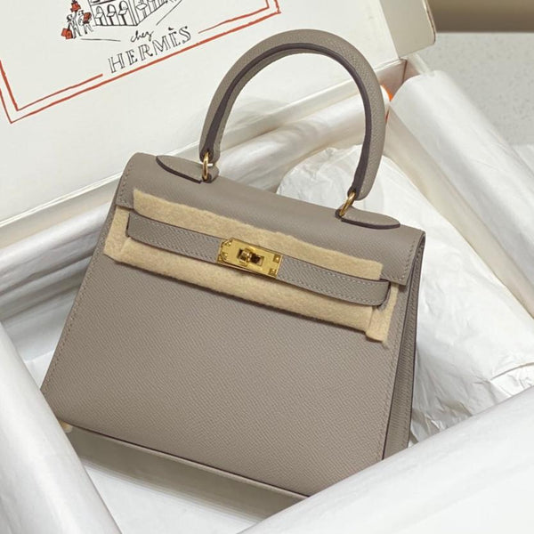 KELLY MINI 20 BAG IN LIGHT BROWN CALFSKIN WITH GOLD HARDWARE (MADE-TO-ODER)