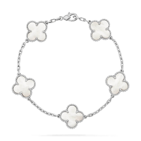 ˇShiny JewelryˇCLOVER SILVER MOP 5 MOTIF BRACELET
