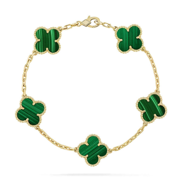ˇShiny JewelryˇCLOVER 5 MOTIFS MALACHITE BRACELET