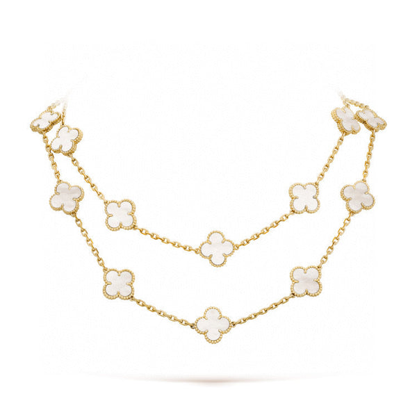 ˇShiny JewelryˇCLOVER 20 MOTIFS WHITE MOP NECKLACE