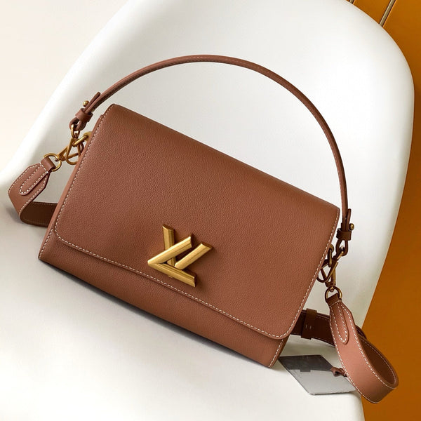 SOFT TWIST 27 IN COGNAC CALFSKIN GOLD LOGO