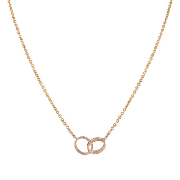 ˇShiny JewelryˇLOVE NECKLACE DOUBLE RING PINK GOLD