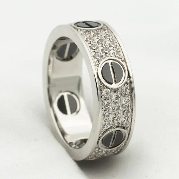 ˇShiny JewelryˇLOVE RING 5.5MM DIAMONDS PAVED CERAMIC