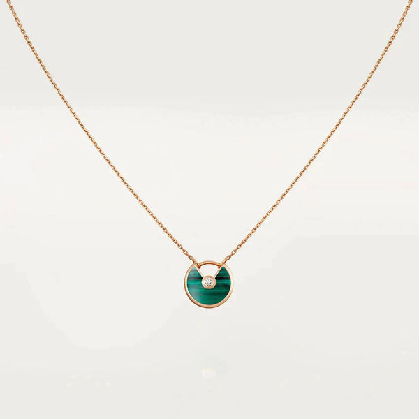 ˇShiny JewelryˇAMULETTE ROSE GOLD MALACHITE NECKLACE