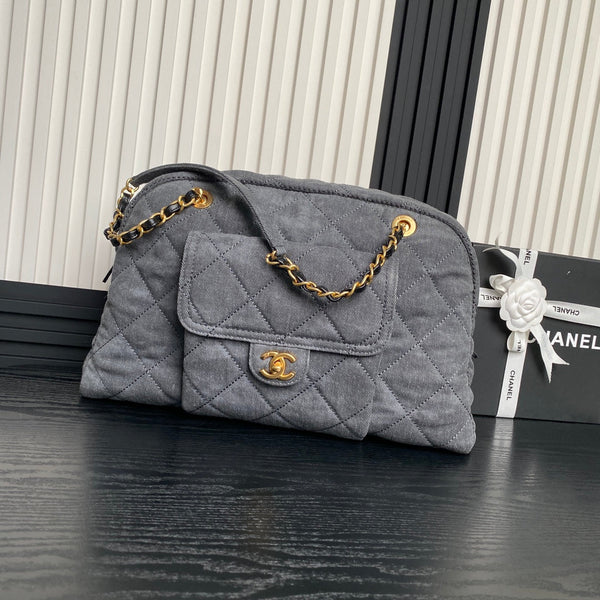 BOWLING BAG 44 IN SANTAS GRAY DENIM GOLD HARDWARE