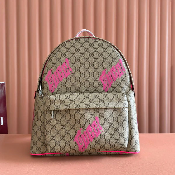 GUCCI MEDIUM BACKPACK WITH PRINT 41 PINK IN CALFSKIN