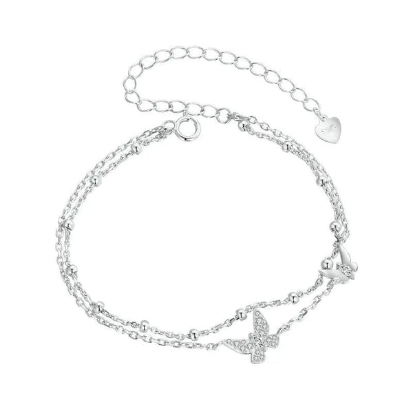 [SHINY]Double-Layer Butterfly Bracelet CZ Layered Bracelet