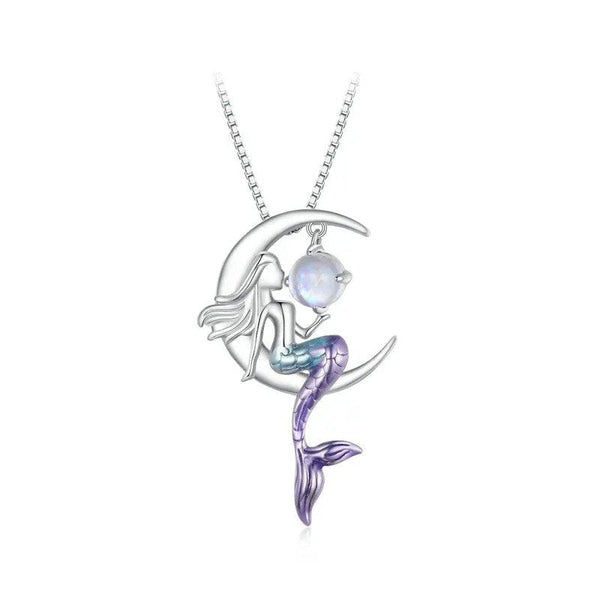 [SHINY]Mermaid Pendant Necklace Moon Neck Chain
