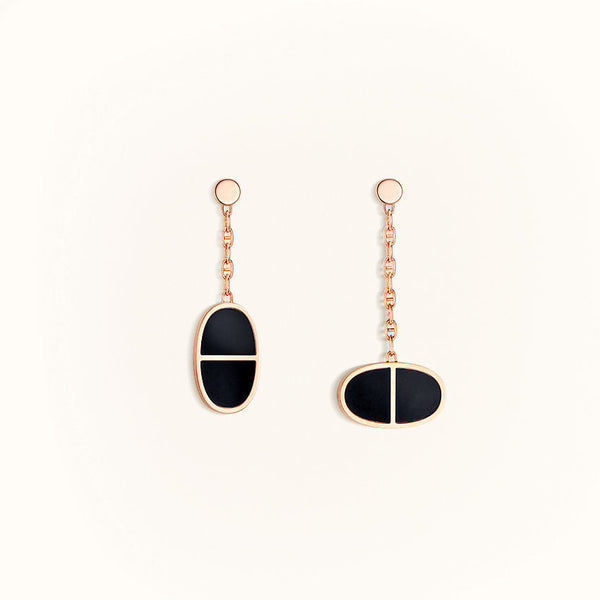 ˇShiny JewelryˇCHAINE VERSO BLACK CERAMIC EARRINGS
