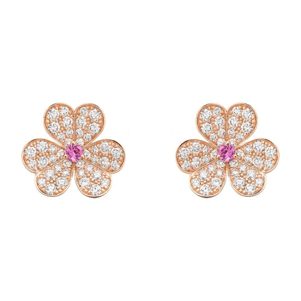 ˇShiny JewelryˇFRIVOLE PINK GOLD FLOWER DIAMOND EARRINGS