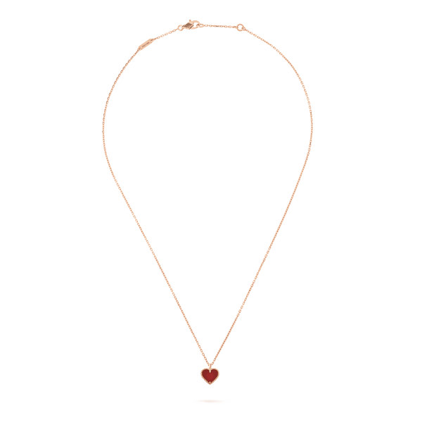 ˇShiny JewelryˇSWEET CLOVER CARNELIAN HEART NECKLACE