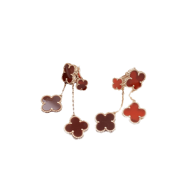 ˇShiny JewelryˇCLOVER EARRINGS CARNELIAN 4 MOTIFS PINK GOLD