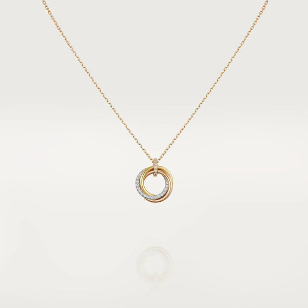 ˇShiny JewelryˇTRINITY NECKLACE SILVER GOLD PINK GOLD DIAMONDS
